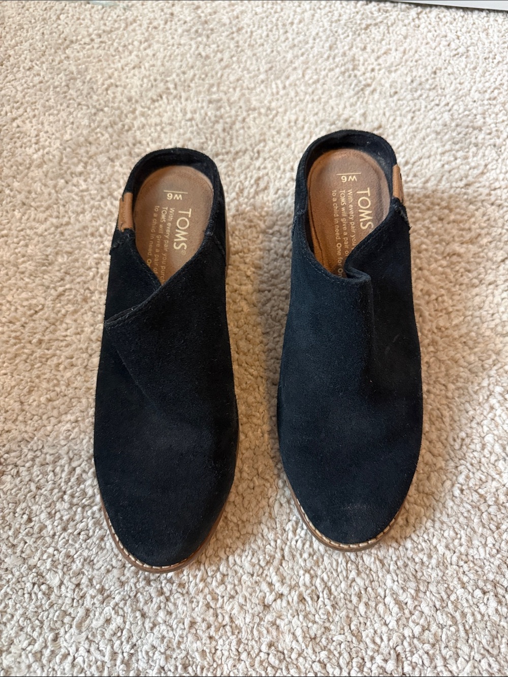 Toms Black Suede Slip-On Mallette with Tan Insole